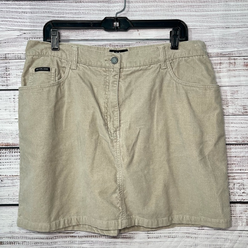 NY Jeans Skirt Cotton Khaki Uniform Size 16 Womens Mini Skirt Y2K